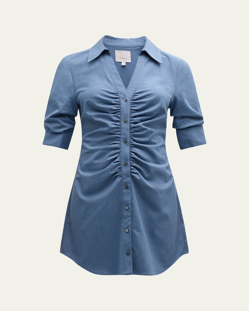 Elina Ruched Short-Sleeve Mini Dress